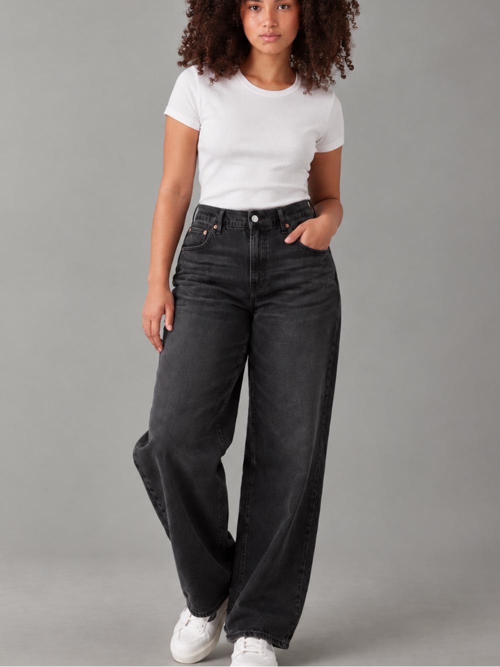 American Eagle | Curvy Super High-Waisted Baggy Straight Jean | Size 16